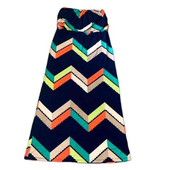 Trixxi Chevron Patterned Sleeve-less Maxi-Dress Sz S Beautiful Colorful Pattern - Picture 1 of 9